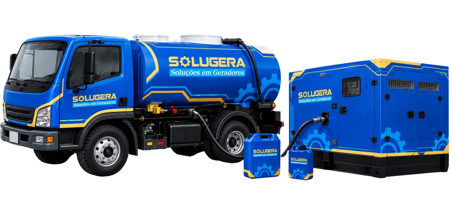 Caminhão-tanque da Solugera abastecendo um gerador a diesel