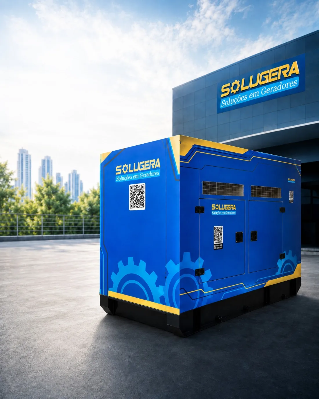 Gerador a diesel identificado e avaliado no pátio da Solugera