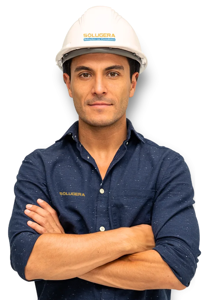 Técnico da Solugera realizando manutenção em grupo gerador a diesel